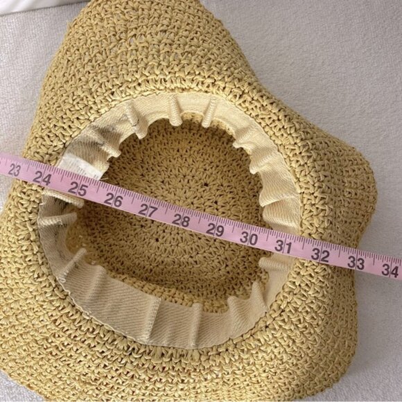 Vintage Woven Paper Straw Wide Floppy Brim Sun Hat Summer Hat With Flower - Picture 13 of 14
